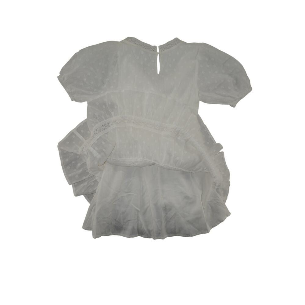 Aqua Girls Swiss Dot Lace Tiered White Dress Small NWT Bloomingdales Exclusive - Picture 6 of 8